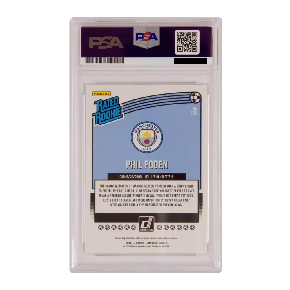 Phil Foden Signed 2018-19 Panini Donruss Soccer Rated Rookie – PSA 10 Autograph